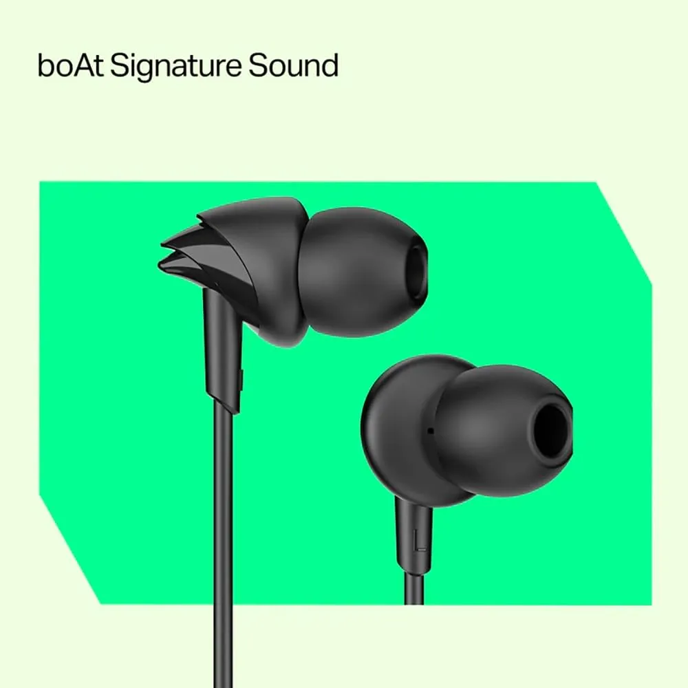 boAt BassHeads 212L Wired In-Ear Earphones with Mic | 10mm Drivers | Deep Bass | 3.5mm L-Shaped Jack | Active Black | WinnXi
