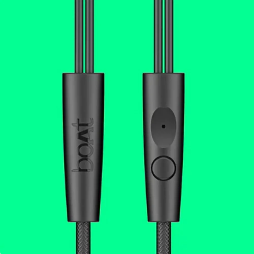 boAt BassHeads 212L Wired In-Ear Earphones with Mic | 10mm Drivers | Deep Bass | 3.5mm L-Shaped Jack | Active Black | WinnXi
