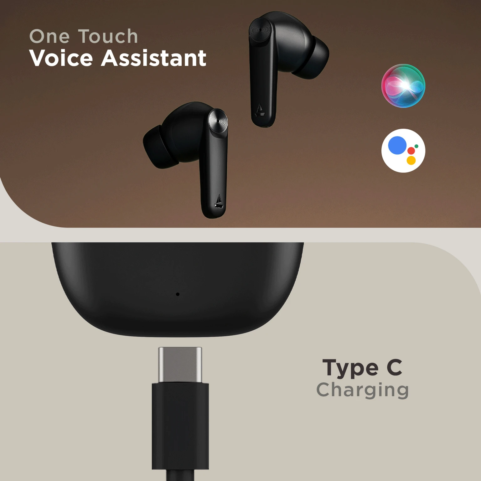 boAt Airdopes Atom 83 TWS Earbuds with 13mm Drivers | 50 Hours Playtime | Quad Mics ENx | Bluetooth 5.3 | Carbon Black | WinnXi