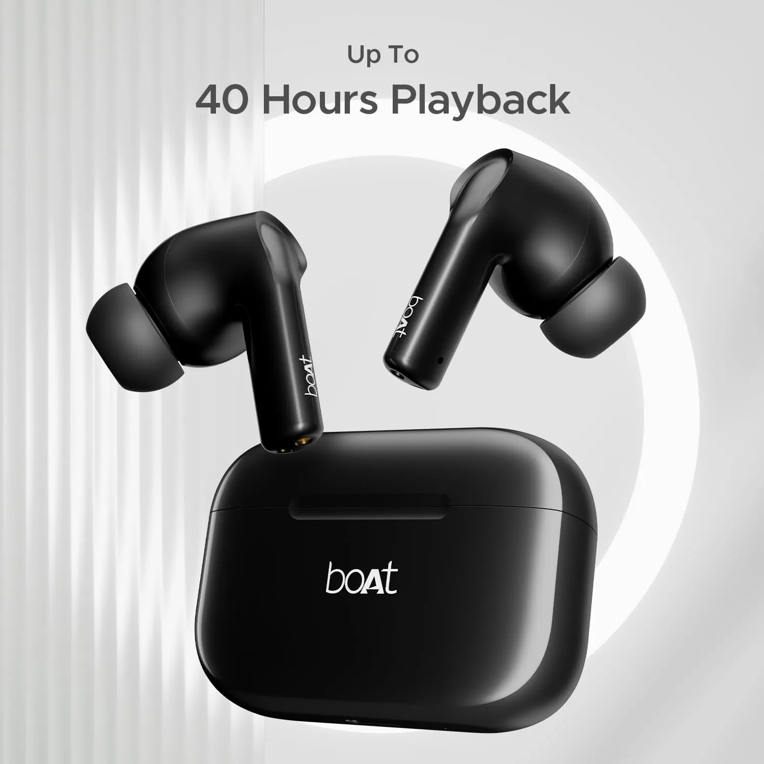 boAt Airdopes 301 TWS Earbuds with Mic, 75H Playtime, Quad Mics with ENx, 50ms Low Latency, ASAP Charge, IWP Technology, 10mm Drivers, Bluetooth 5.3, IPX5, Arctic Whisper