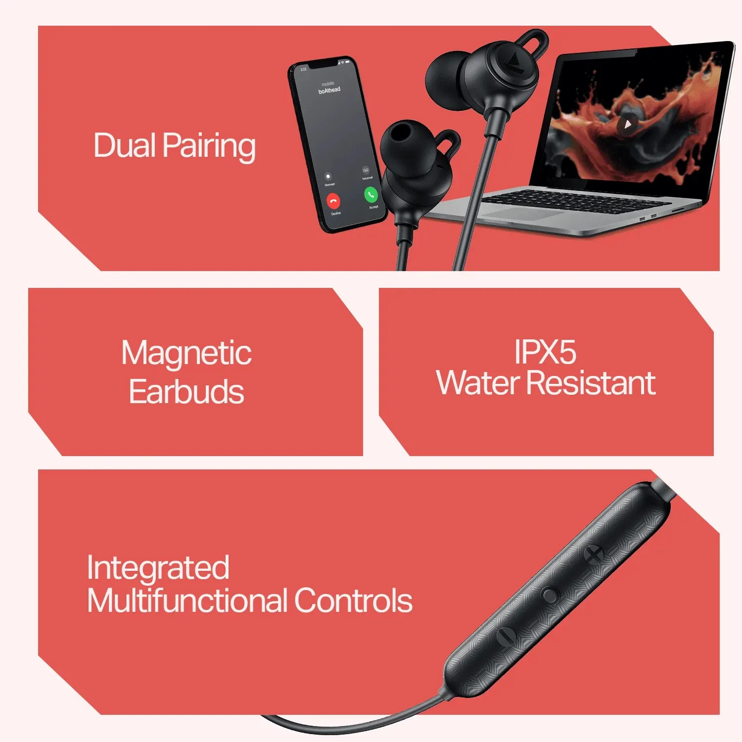 boAt Rockerz Strive Wireless Neckband with 30H Playback, 10mm Drivers, ENx Technology, BEAST Mode, 60ms Low Latency, ASAP Charge, IPX5, Onyx Black