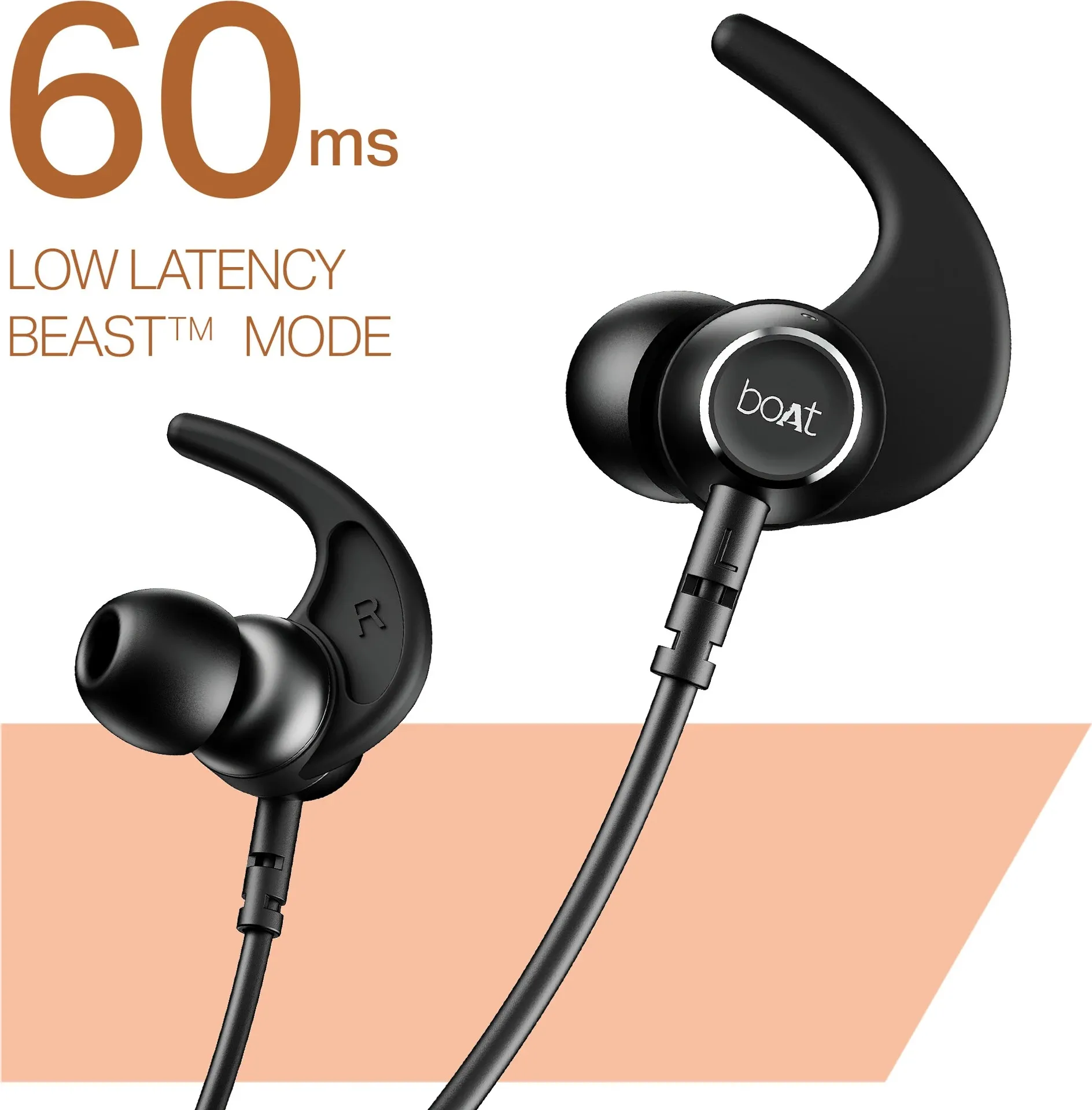 boAt Rockerz 203 Wireless Neckband with 20H Playback, ENx Technology, BEAST Mode, IPX5 Sweat & Splash Resistance, Mic, Active Black