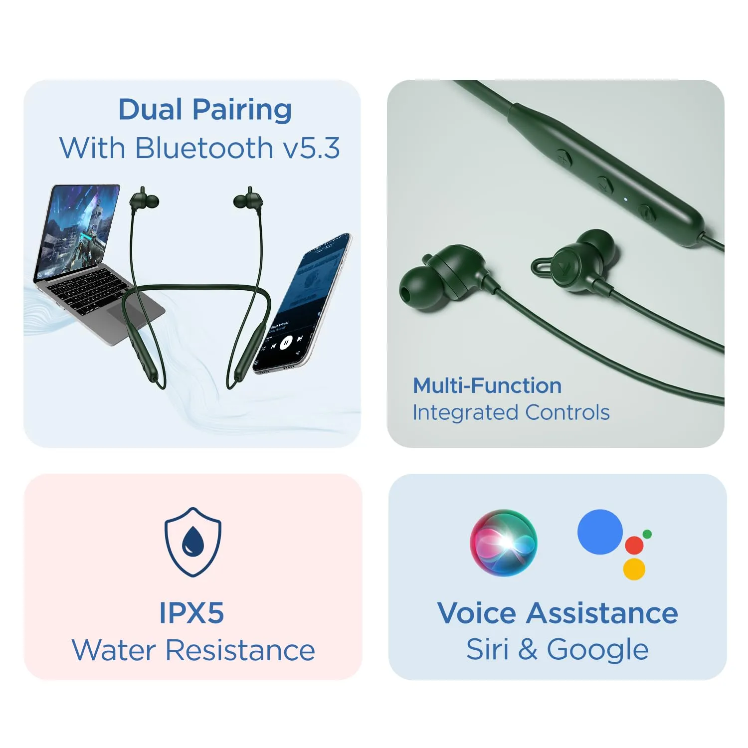 boAt Rockerz 109 Wireless Neckband with 40H Playtime, Dual Device Pairing, ASAP Charge, Wireless Mic, ENx Technology, 10mm Drivers, IPX5, Active Black