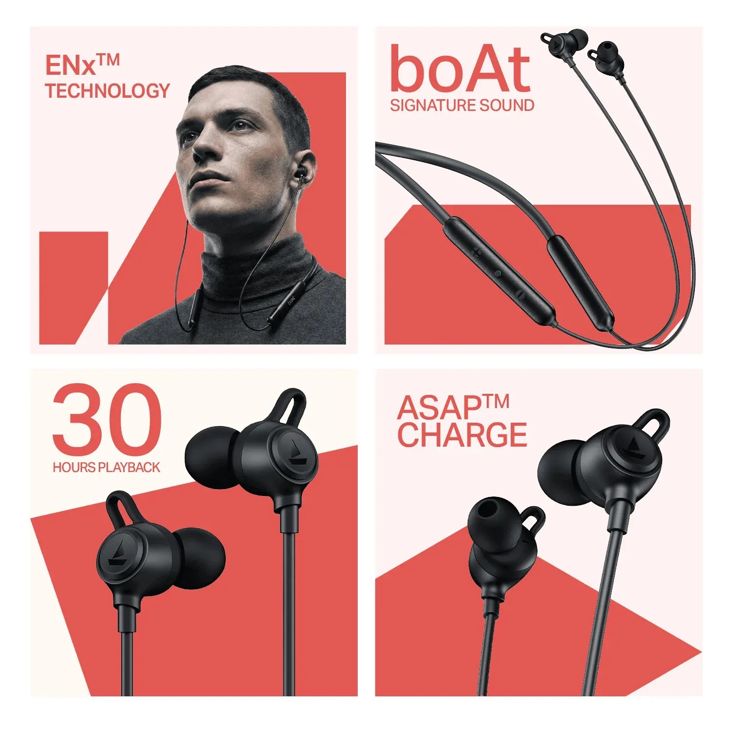 boAt Rockerz Strive Wireless Neckband with 10mm Drivers, 30H Playback, ENx Technology, 60ms Low Latency, Bluetooth 5.3, ASAP Charge, IPX5, Dual Pairing, Onyx Black