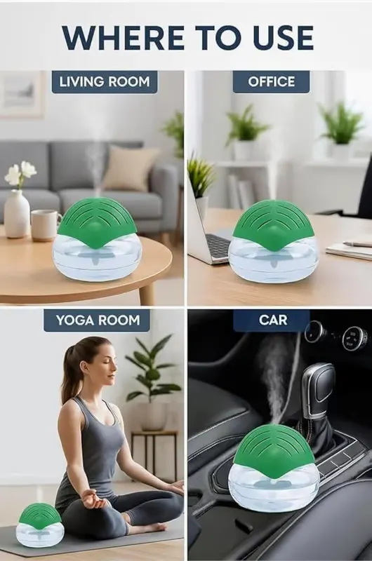 Portable Aroma Essential Oil Diffuser, Electric Water Vapor Humidifier.green Leaf Design for Home and Office