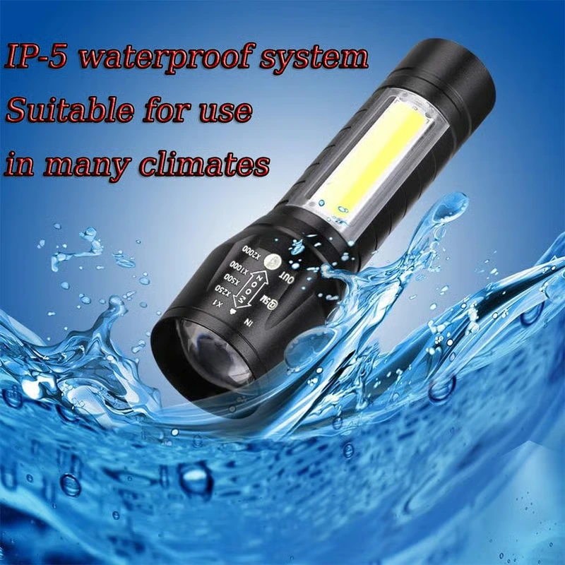 Emergency Handheld Flashlight Usb Rechargeable Flashlight 3 Modes Adjustable Focus,portable Waterproof Led Flashlight With Cob Side Lights，best Tactical Torch for Hurricane (pack of 1)