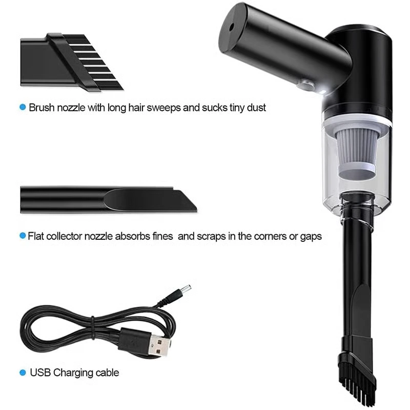 3 in 1 Portable Car Vacuum Cleaner With Blower | Usb Rechargeable Wireless Handheld Car Vacuum Cleaner Traveling, Camping Reusable,portable,rechargeable (black)