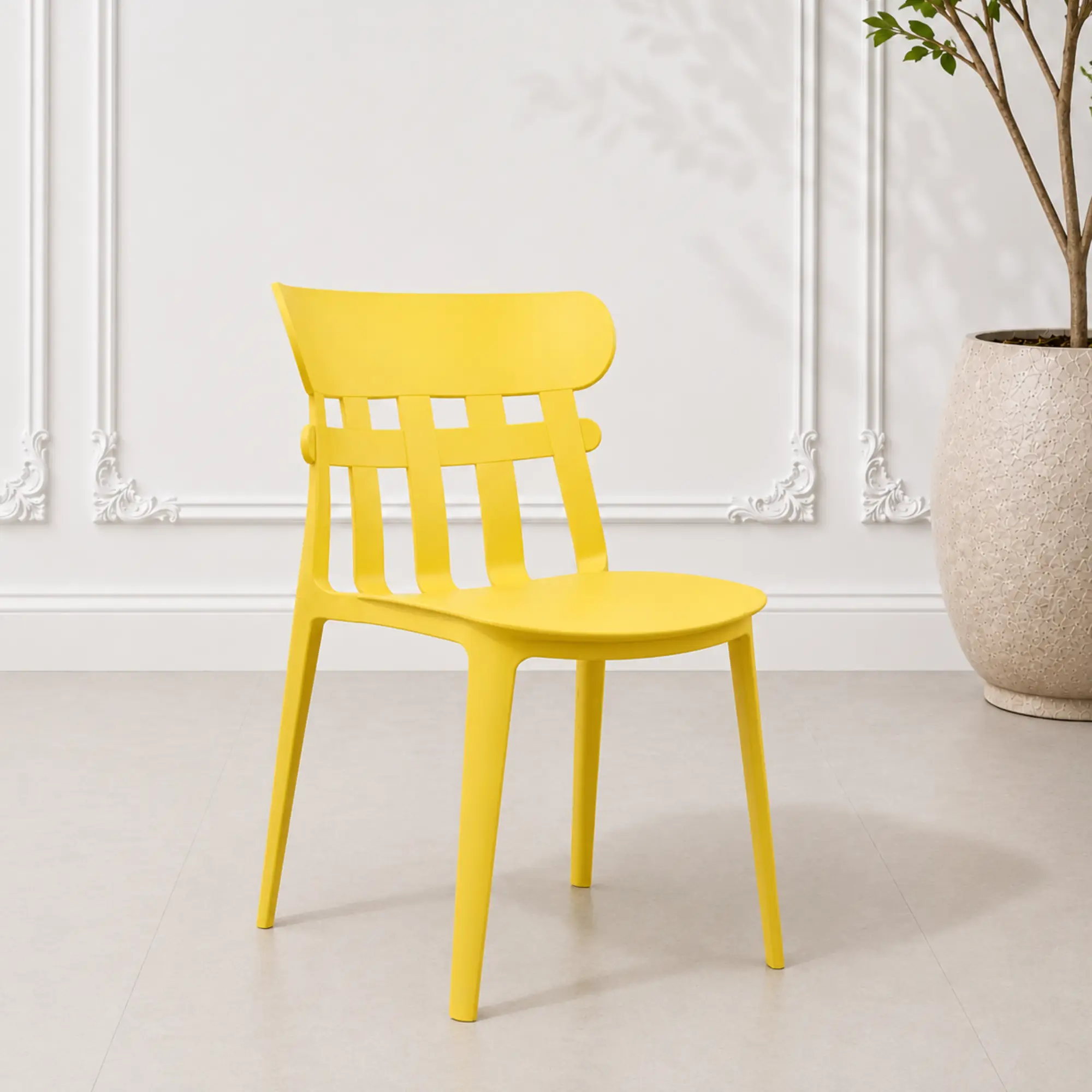 Ruby Cafe Chair for Cafeteria | Without Arm Chair | Accent Chair for Living Room, Home, Balcony, Bedroom, Cafe, Restaurant and Hotels | 3- Year Warranty | Set of 2 | Plastic