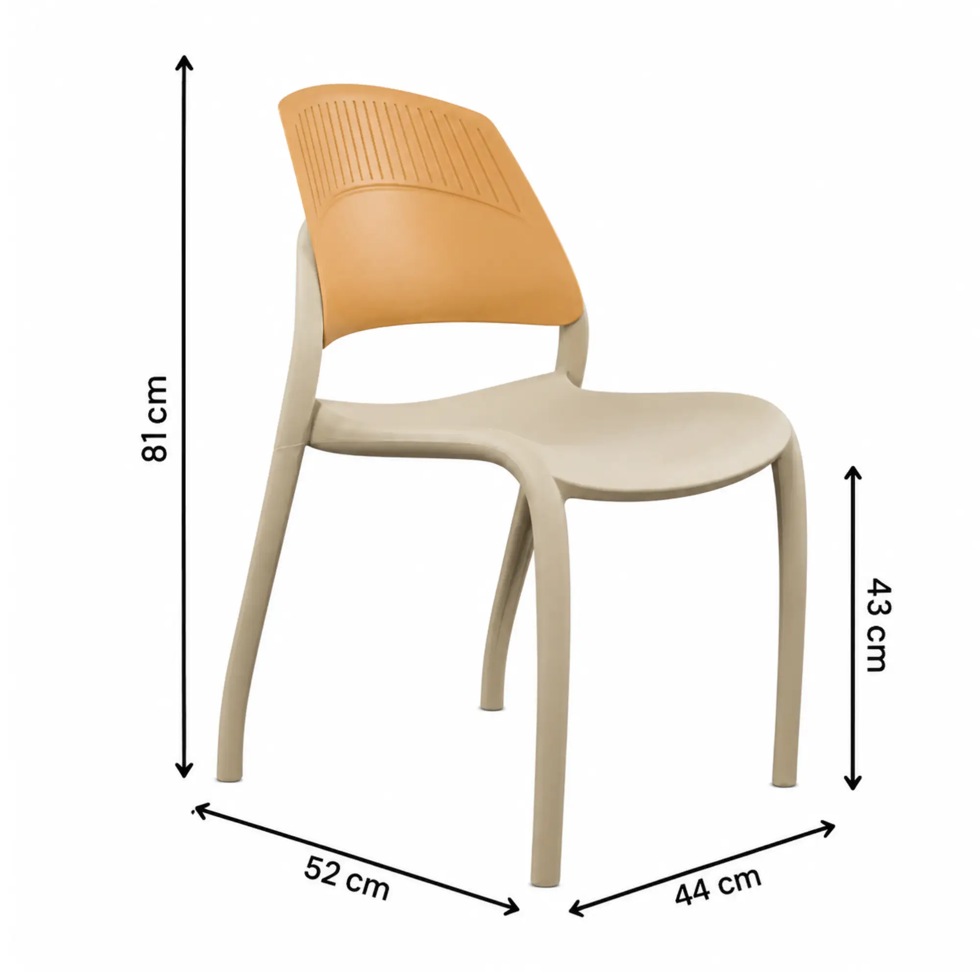 Riviera Cafe Chairs (Set of 4)| 3 Year Warranty | 120KG Capacity | Full PP Plastic Stackable Chair | Indoor Outdoor Dining Balcony Garden Restaurant Chair