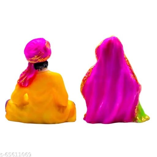 Rajasthani Musicians Statue Polyresin Multicolour Marble Finish ( Set of 2 ) DecorativeShowpieces & Collectibles
