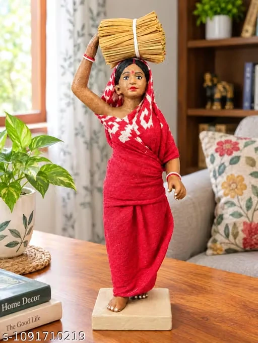 Handmade Clay Woman Farmer Figurine | Tr...