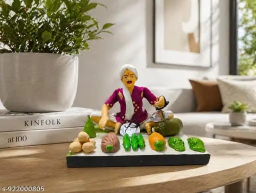 Ethnic Handcrafted Vegetable Seller Tabletop Decor Showpiece for Gifting