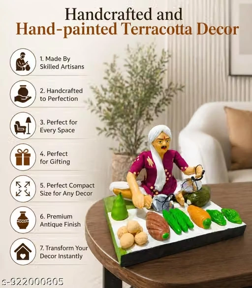 Ethnic Handcrafted Vegetable Seller Tabletop Decor Showpiece for Gifting