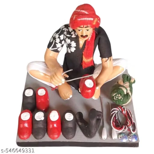 Krishnanagar Handmade Clay Gift & Décor | Basic- Sitting Human Figure Miniature Idol - Shoemaker