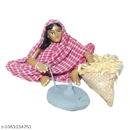 Handmade Grain grinding women figurine