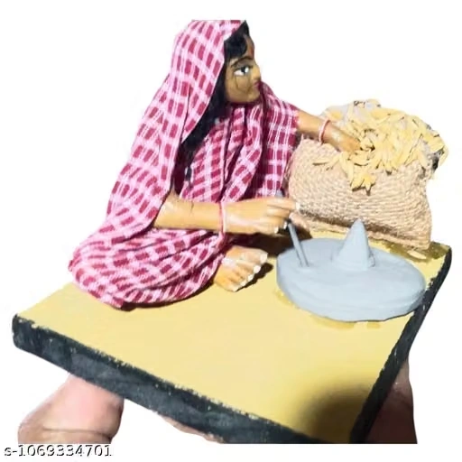 Handmade Grain grinding women figurine