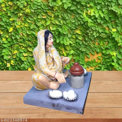 Handmade Krishnanagar Clay Figurine – Bengali Village Woman Making Pithe | Traditional Indian Handicraft Home Décor