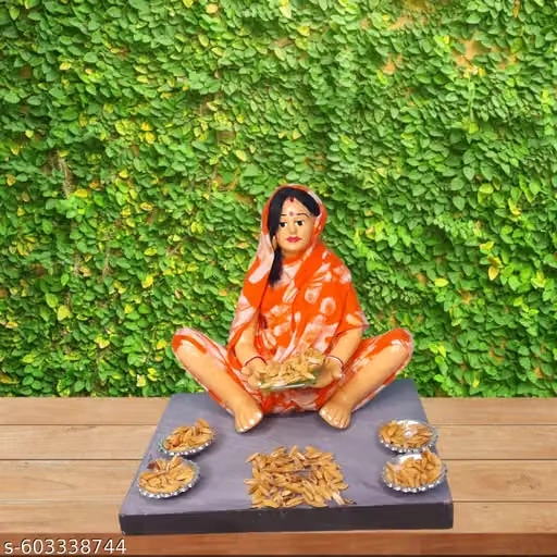 Krishnanagar Handmade Clay Figurine | Traditional Bengali Woman Sorting Paddy | Rural Life Miniature Home Décor