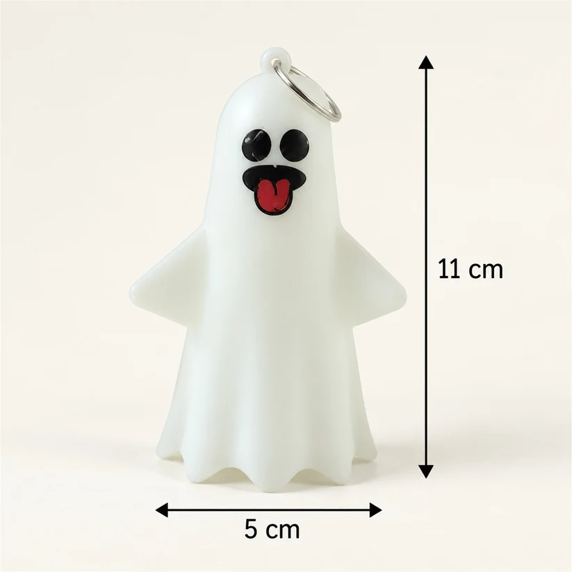 Cute Ghost LED Night Lamps with Hanging Rings, 4-Piece Set for Halloween Decorations, Party Décor & Home Lighting