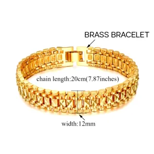 Evordlss Brass Bracelet Three Shades Gold, 20 cm Chain Length, for Men (Pack of 1)