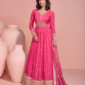 Pink Chinon Anarkali Summer Special Outf...