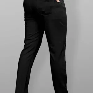Bluecorp Enterprise Men's Classic Black Formal Trousers, Slim Fit Design with Belt Loops and Pockets