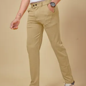 Bluecorp Enterprise Men's Classic Khaki Formal Trousers, Slim Fit Design with Belt Loops and Pockets