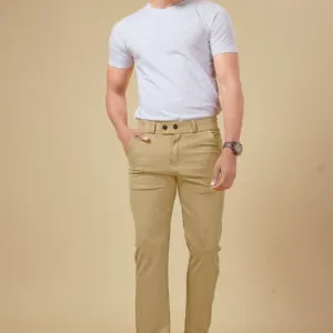 Bluecorp Enterprise Men's Classic Khaki Formal Trousers, Slim Fit Design with Belt Loops and Pockets