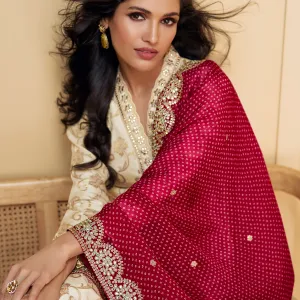 Off White Festival Wear Straight Suit Women Elegant Look