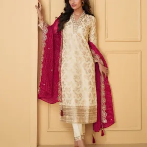 Off White Festival Wear Straight Suit Women Elegant Look