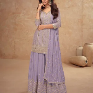 Lavender Chinon Palazzo Set Stylish Desi...