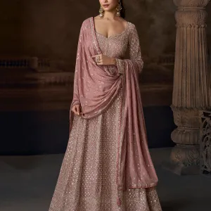 Beige Chinon Anarkali Suit for Women Cla...
