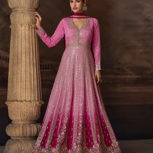 Pink Chinon Anarkali Suit for Women Eleg...