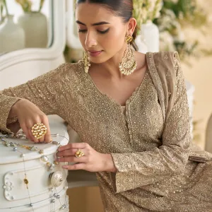 Pink Georgette Peplum Style Designer Suit Set for Women