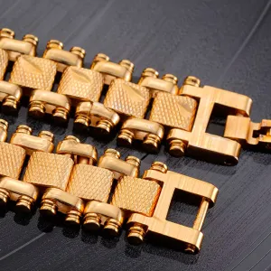 Three Shades Gold Brass American Diamond Gold Plated Bracelet for Men