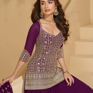 Purple Georgette Lehenga Suit for Women Ethnic Wear