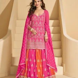 Pink Georgette Sharara Suit for Women Et...