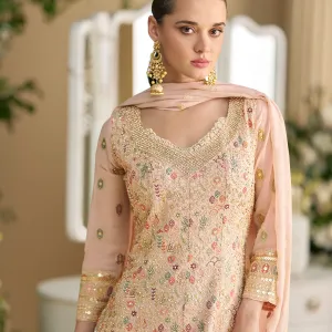 Pink Georgette Peplum Style Suit for Women Wedding Wear