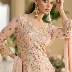 Pink Georgette Peplum Style Suit for Women Wedding Wear