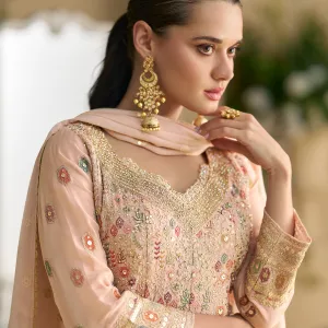 Pink Georgette Peplum Style Suit for Women Wedding Wear