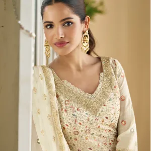 White Georgette Peplum Style Suit for Women Wedding Wear