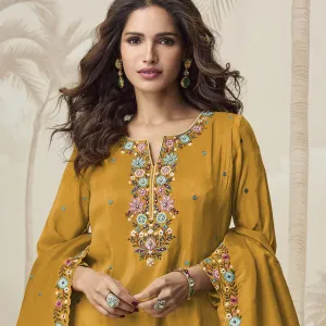 Yellow Silk Sharara Suit for Women Simple and Sober Ethnic Wear