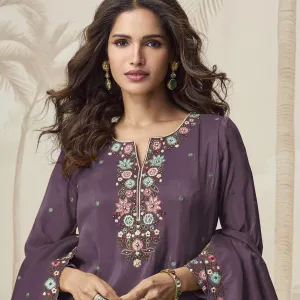 Lilac Purple Silk Sharara Suit for Women Simple Ethnic Wear