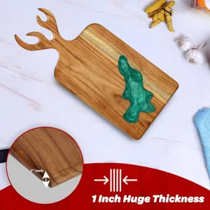 Decorative Acacia Wooden Cutting Board with Antler Handle