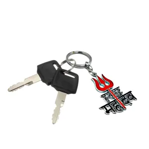 Evordlss Har Har Mahadev Religious Trishul Design Metal Keychain, Red and Black (Pack of 1)