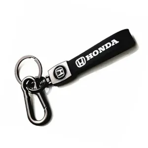 Evordlss Honda Premium Leather Keychain with Metal Carabiner Clip, (Pack of 1)