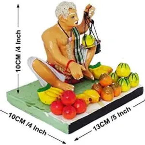 Krishnanagar Handmade Clay Gift Decor Sitting Human Figure Miniature Fruit Seller