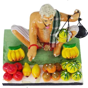 Krishnanagar Handmade Clay Gift Decor Sitting Human Figure Miniature Fruit Seller