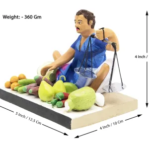 Krishnanagar Handmade Clay Gift Decor Sitting Human Figure Miniature Vegetable Seller