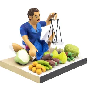 Krishnanagar Handmade Clay Gift Decor Sitting Human Figure Miniature Vegetable Seller